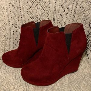 Burgundy Suede Wedges